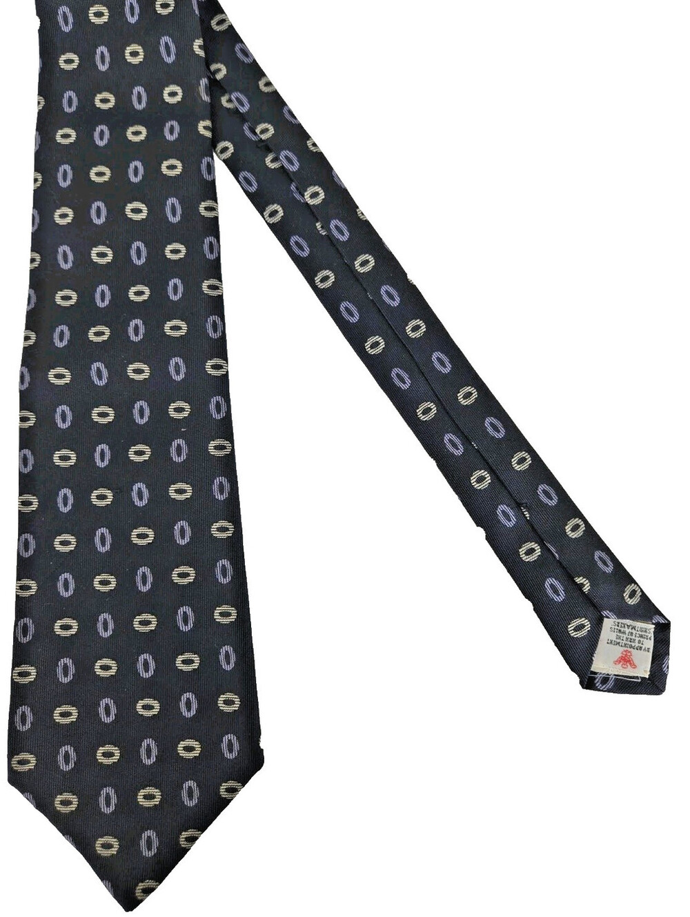 Turnbull & Asser Silk Necktie London Designer Ovals Black Classic Formal
